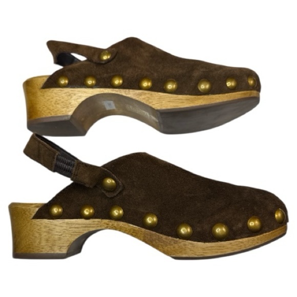 Tory Burch Blythe Studded Suede Clogs – Arabica Brown Size 6 - Picture 2 of 13